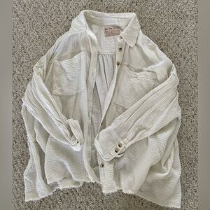 Free People Cardiff Cotton Gauze Button Up Shirt